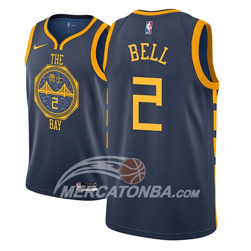 Maglia NBA Golden State Warriors Jordan Bell Ciudad 2018-19 Blu